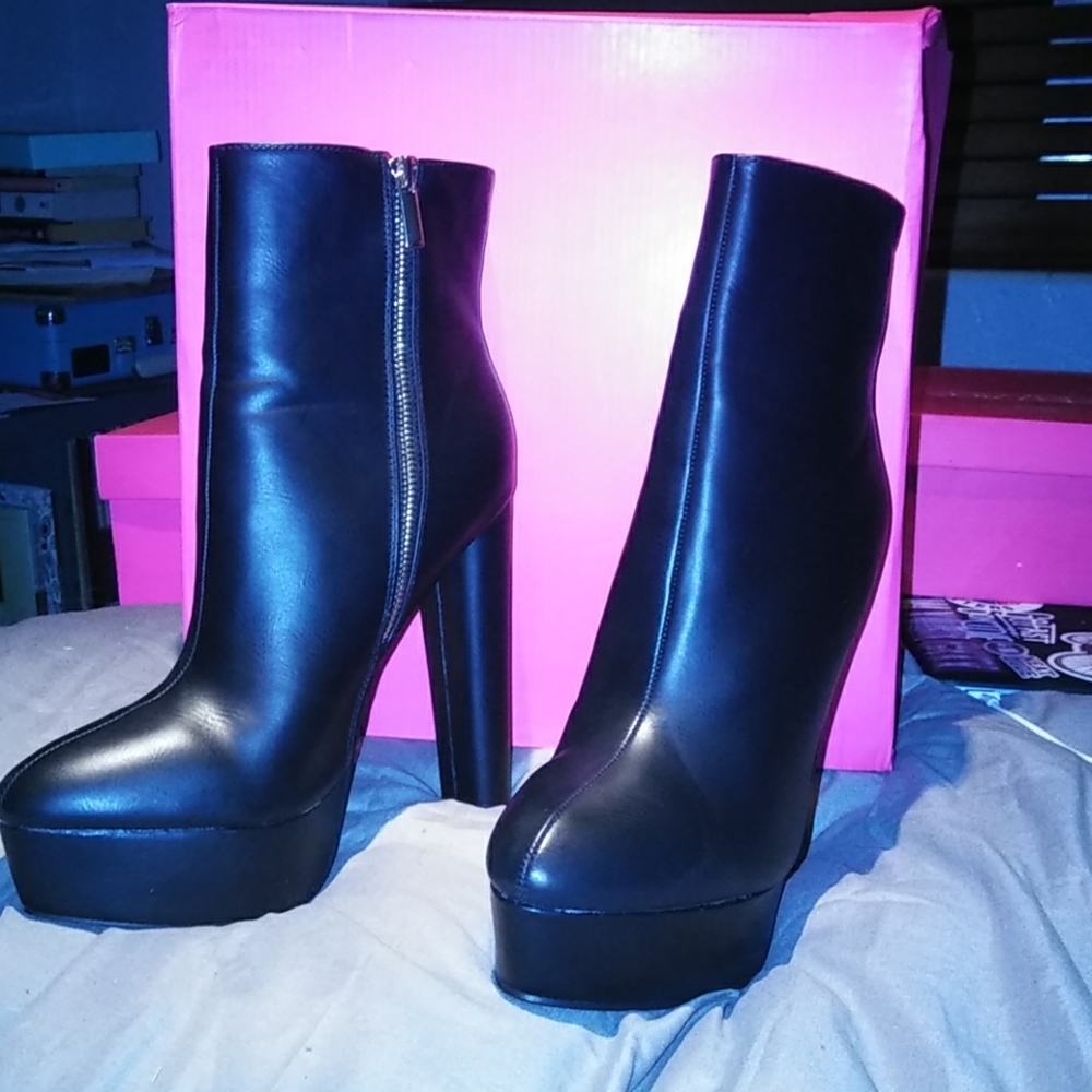 Black platform booties